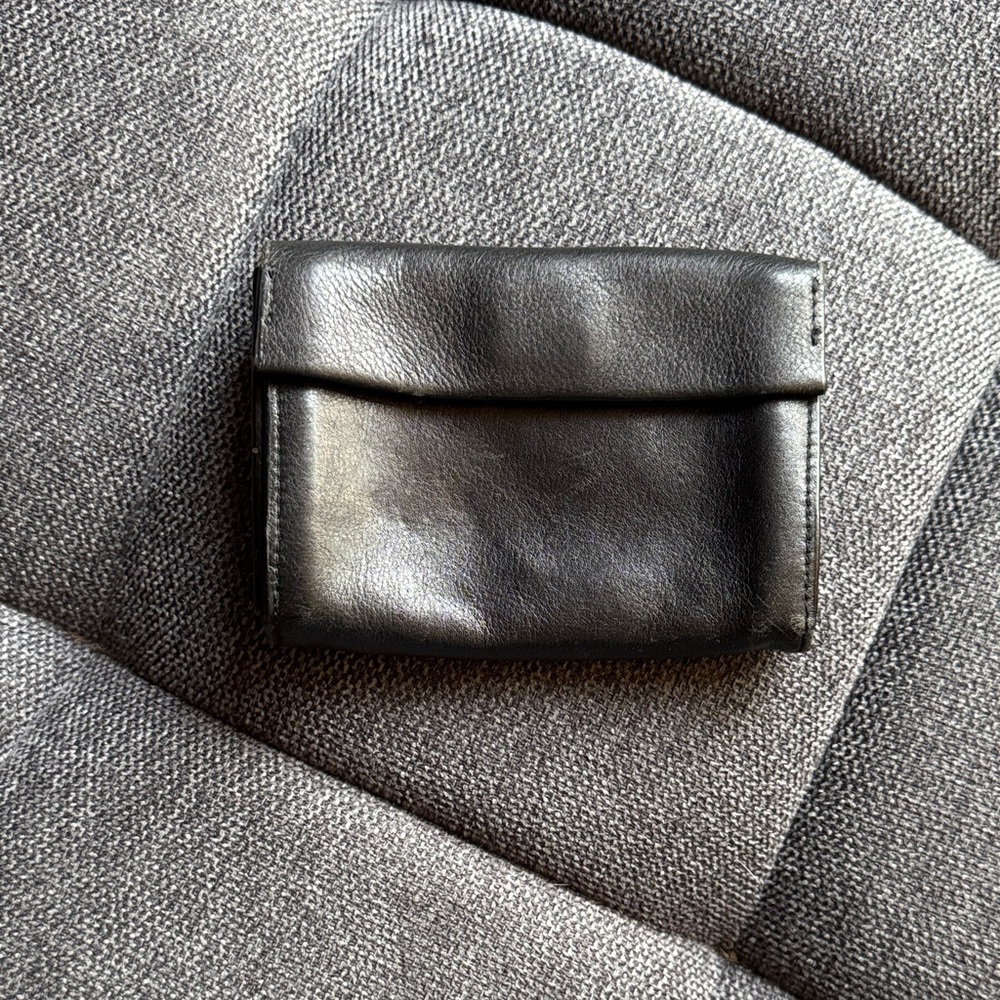 COS Black Leather Folded Card Wallet